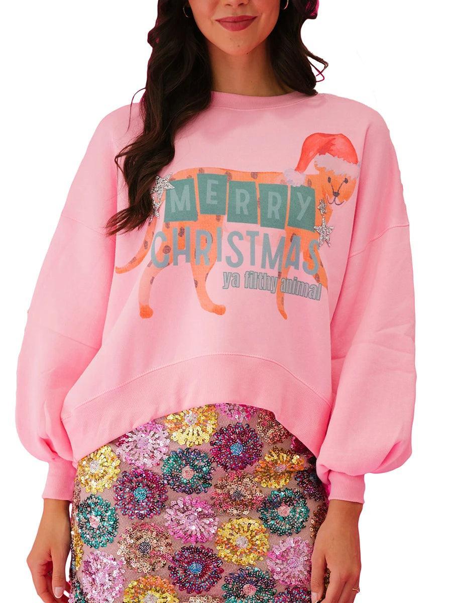 merry christmas ya filthy animal crew sweater - basil boutique