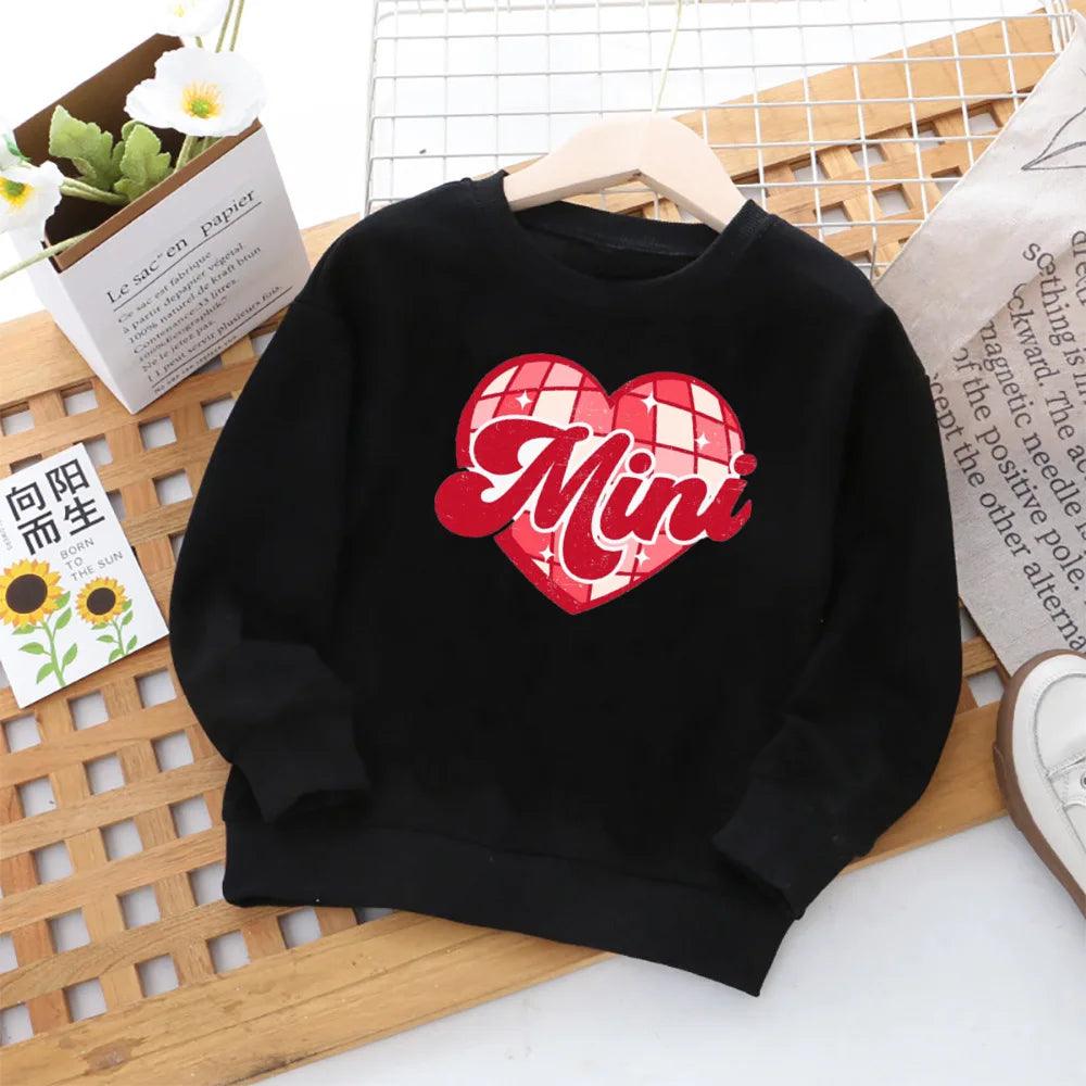 mama + mini disco valentine matching crew sweatshirts