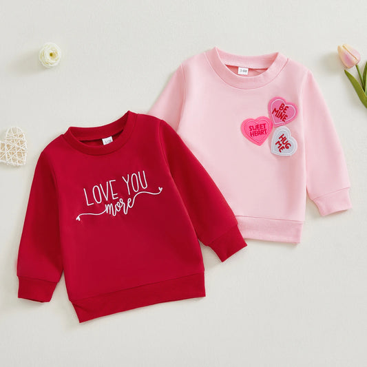 valentine's day kids crew sweatshirts