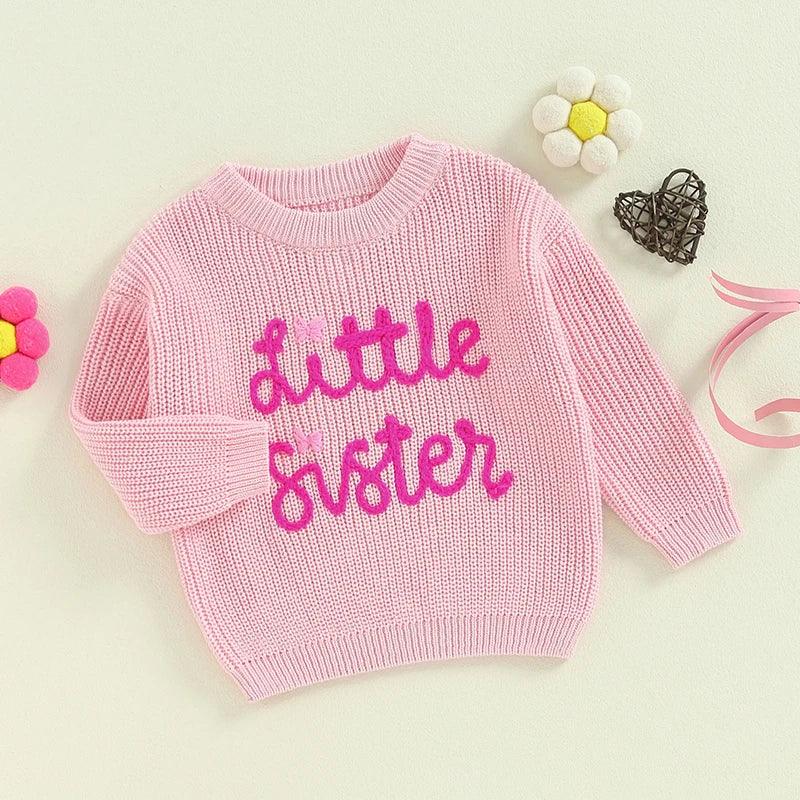 big + little sister hot pink knit sweaters - basil boutique