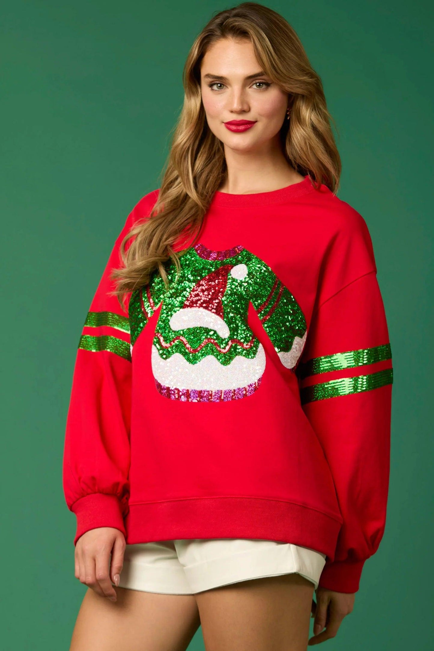 ugly sequin crew sweaters - basil boutique