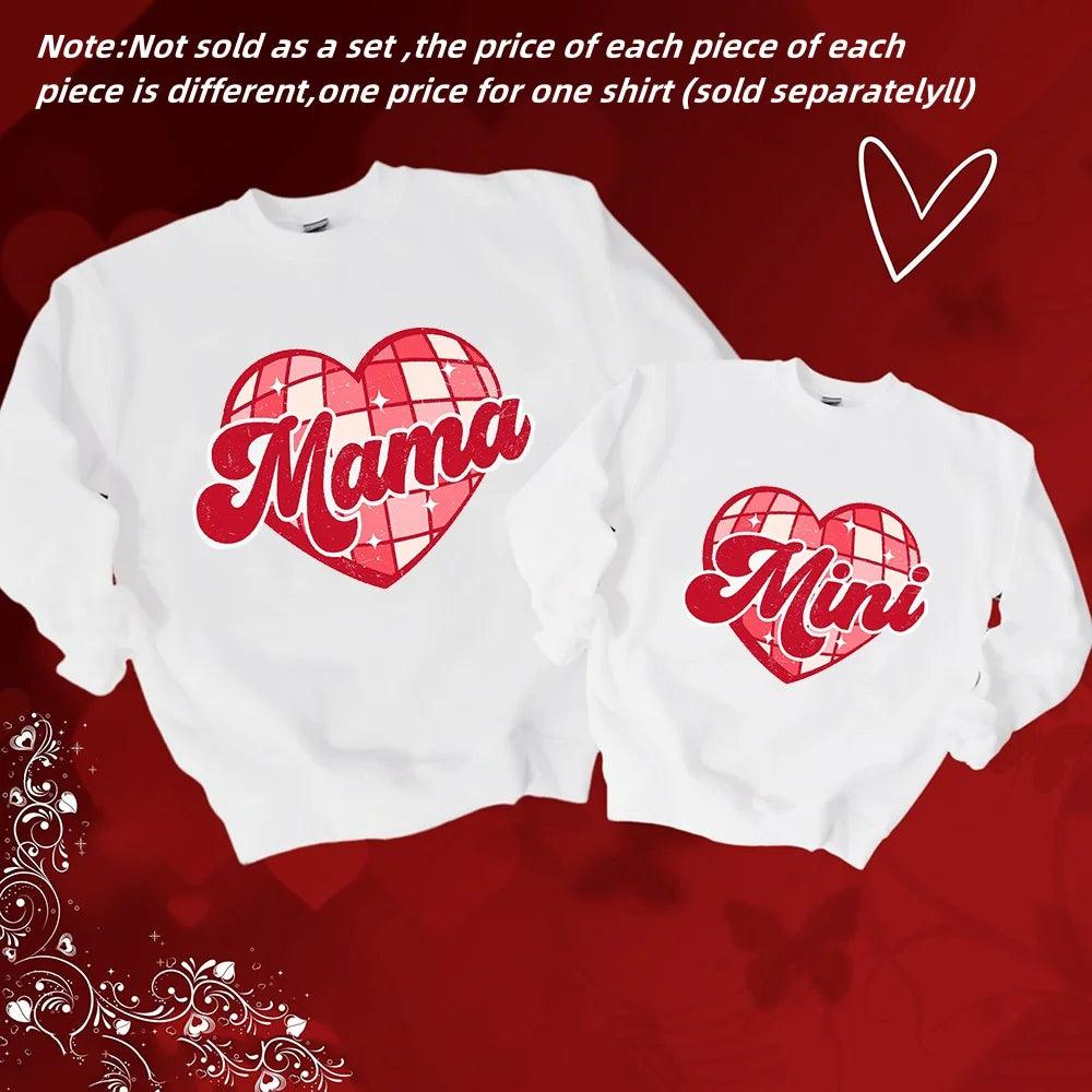 mama + mini disco valentine matching crew sweatshirts