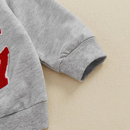 game day bow + football kids crew sweatshirt