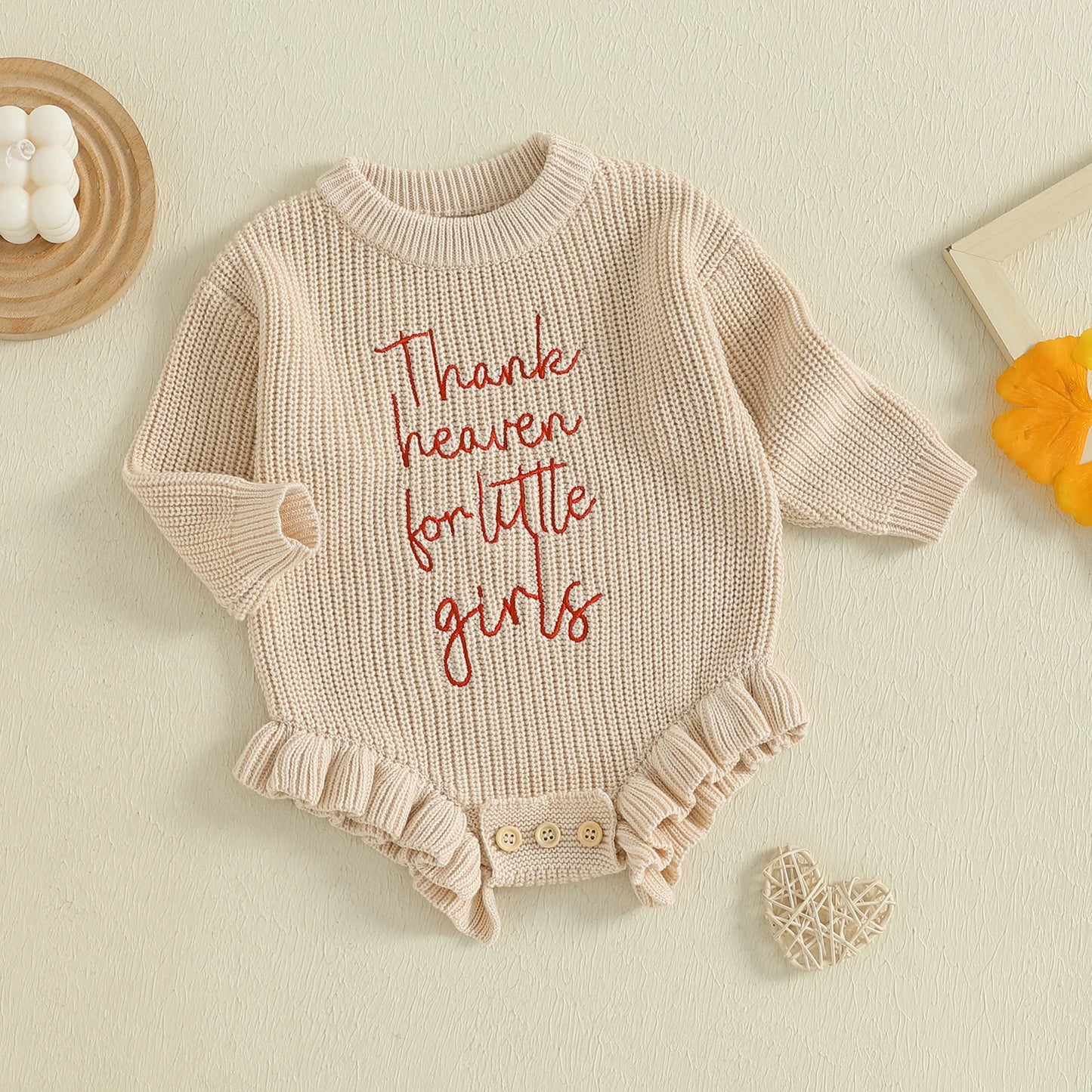 thank heaven for little girls ruffle onesie