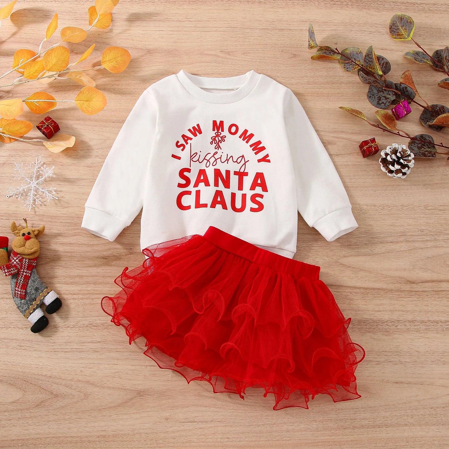 i saw mommy kissing santa claus kids outfit - basil boutique