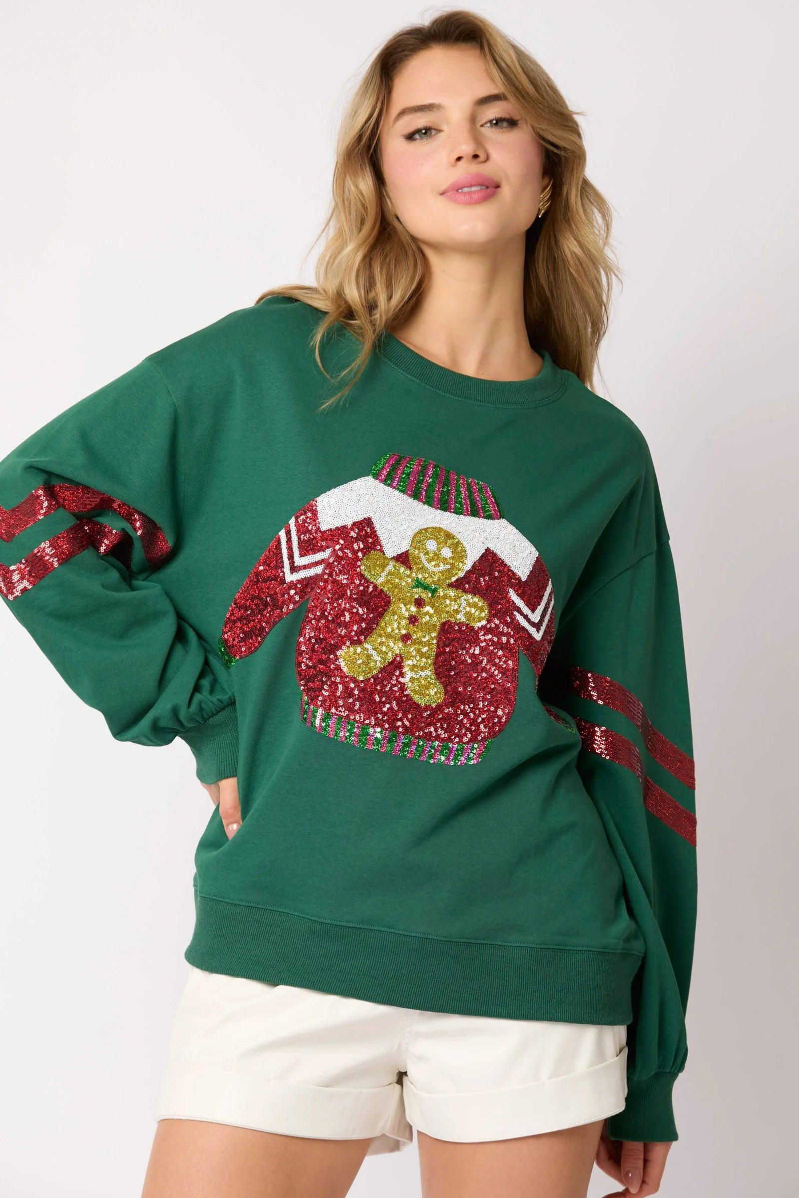 ugly sequin crew sweaters - basil boutique