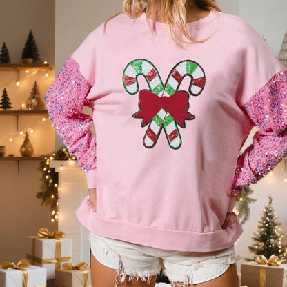 candy cane lane sequin crew sweater