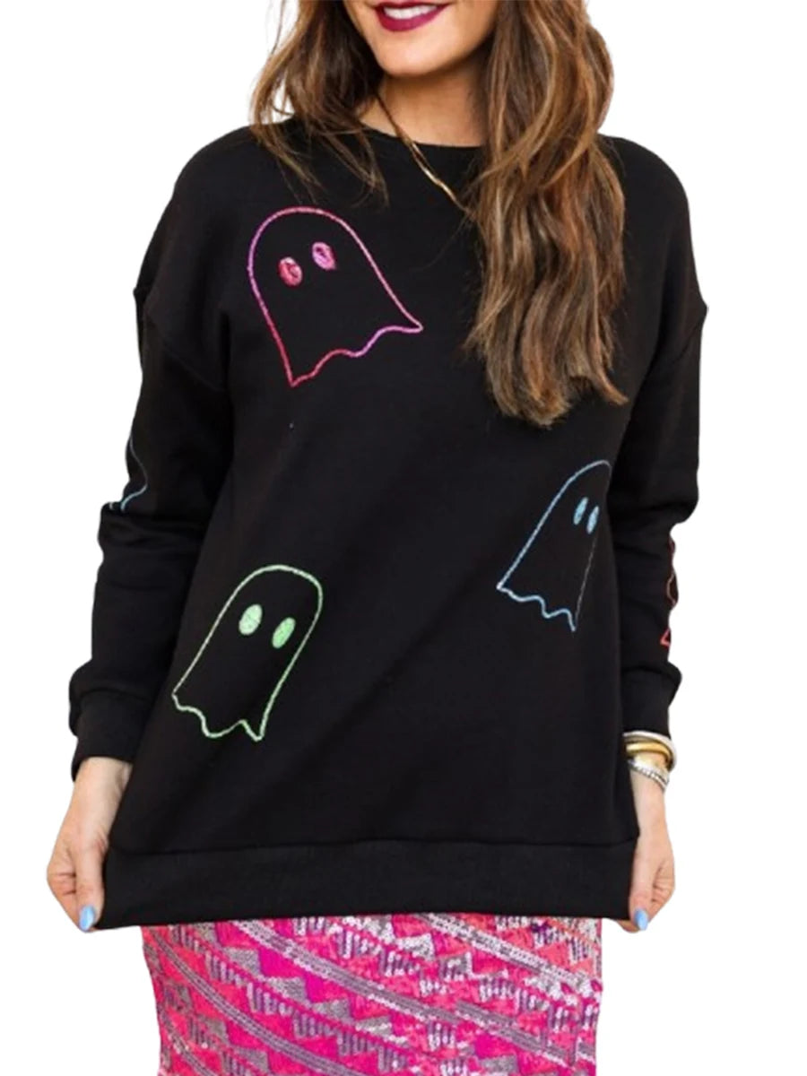 ghouls + glitter sequin crew sweater - basil boutique