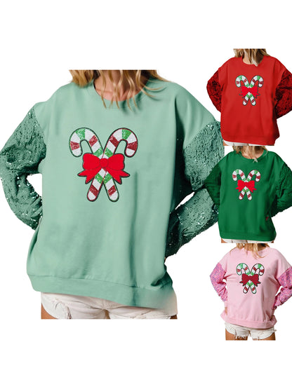 candy cane lane sequin crew sweater