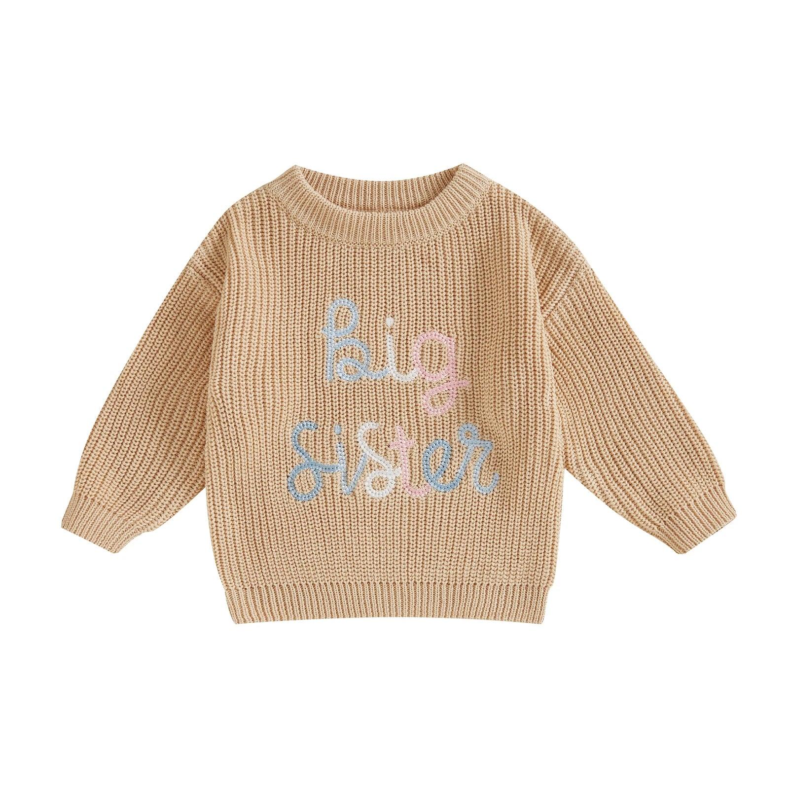 big sister pastel ombre knit kids sweater - basil boutique