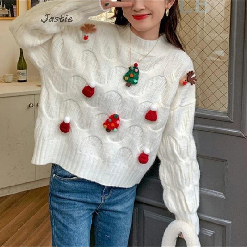 festive knit crew sweater - basil boutique