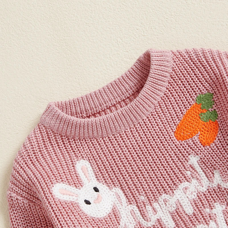 hippity hoppity knit kids crew sweater