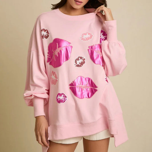 kissing booth sequin crew sweater