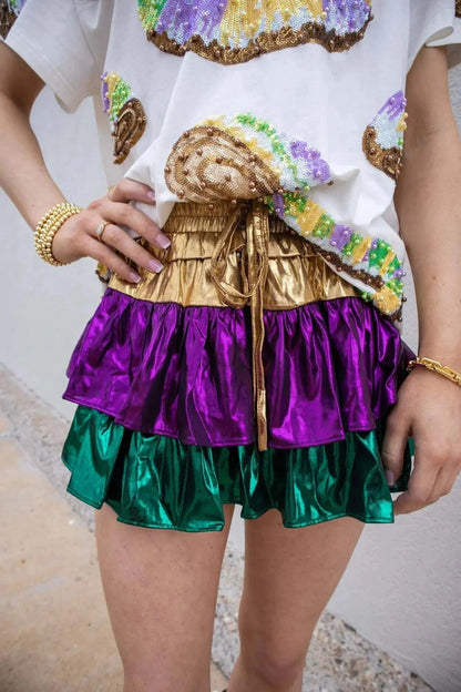 mardi gras mini skorts - basil boutique