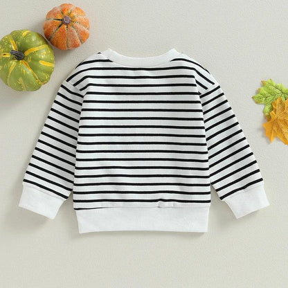 boo striped kids crew sweatshirt - basil boutique