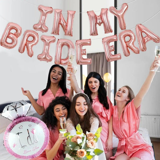 in my bride + engaged era balloon banners