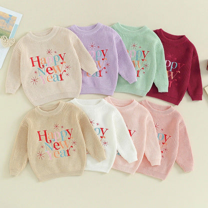 happy new year knit kids sweater - basil boutique