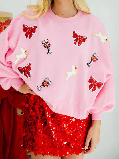 cheers to the holidays sequin crew sweater