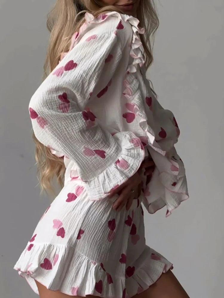 heart ruffle pajamas