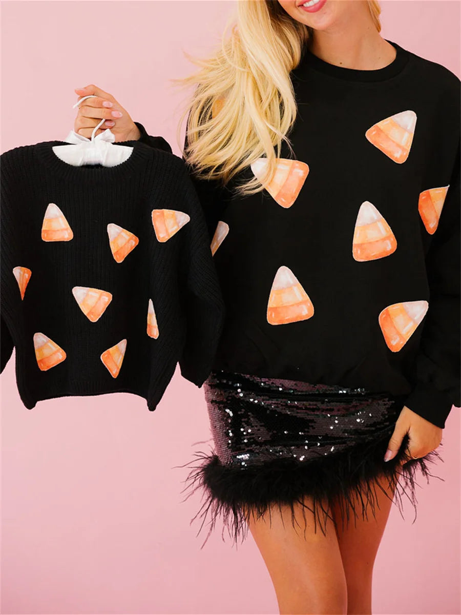 spirit of halloween sequin crew sweaters - basil boutique