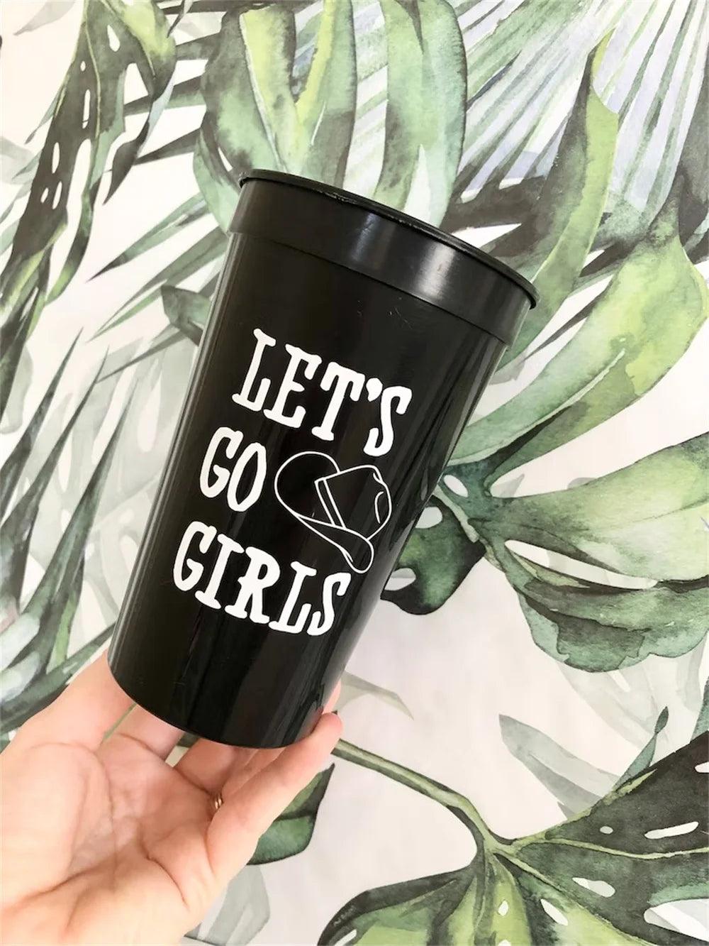 personalized let's go girls party cups - basil boutique