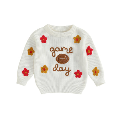 floral game day kids crew sweater