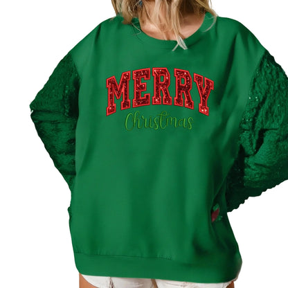 merry christmas sequin crew sweater
