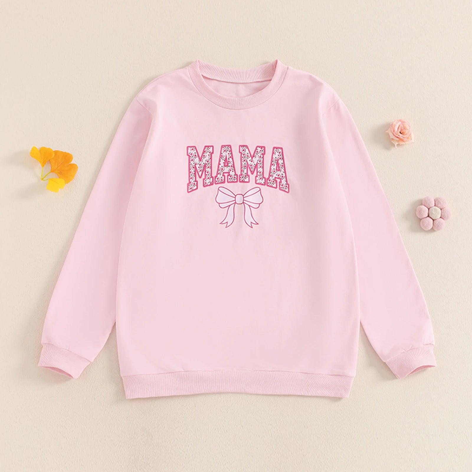 mama + mini bow matching crew sweatshirts - basil boutique