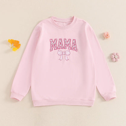 mama + mini bow matching crew sweatshirts - basil boutique