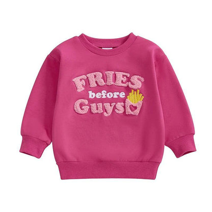 fries before guys kids crew sweatshirt