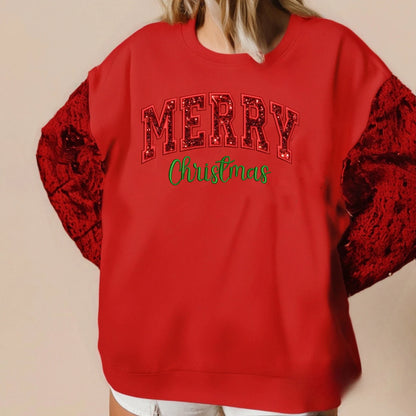 merry christmas sequin crew sweater