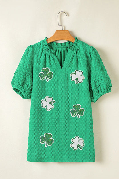 shamrock puff sleeve top