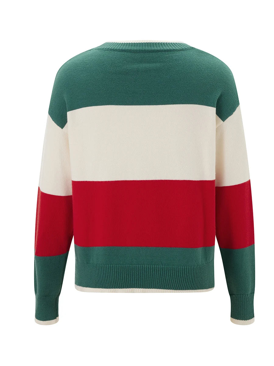 holly jolly sequin striped crew sweater