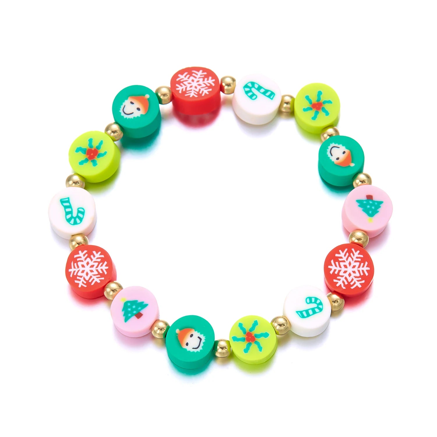 Christmas Colorful Polymer Clay Beaded Brcelets for Women Cute Cartoon Santa Claus Elk Snowflake Bracelet New Year Jewelry Gifts - basil boutique