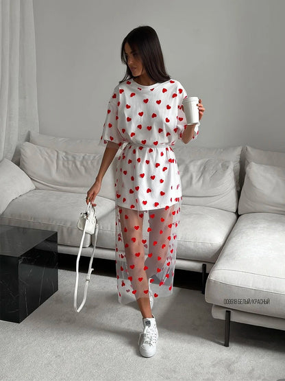 heart mesh tops + dresses