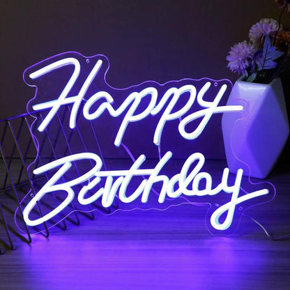 happy birthday neon sign - basil boutique