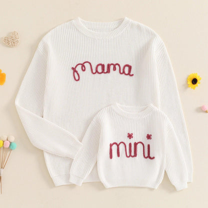 mama + mini knit matching crew sweaters - basil boutique