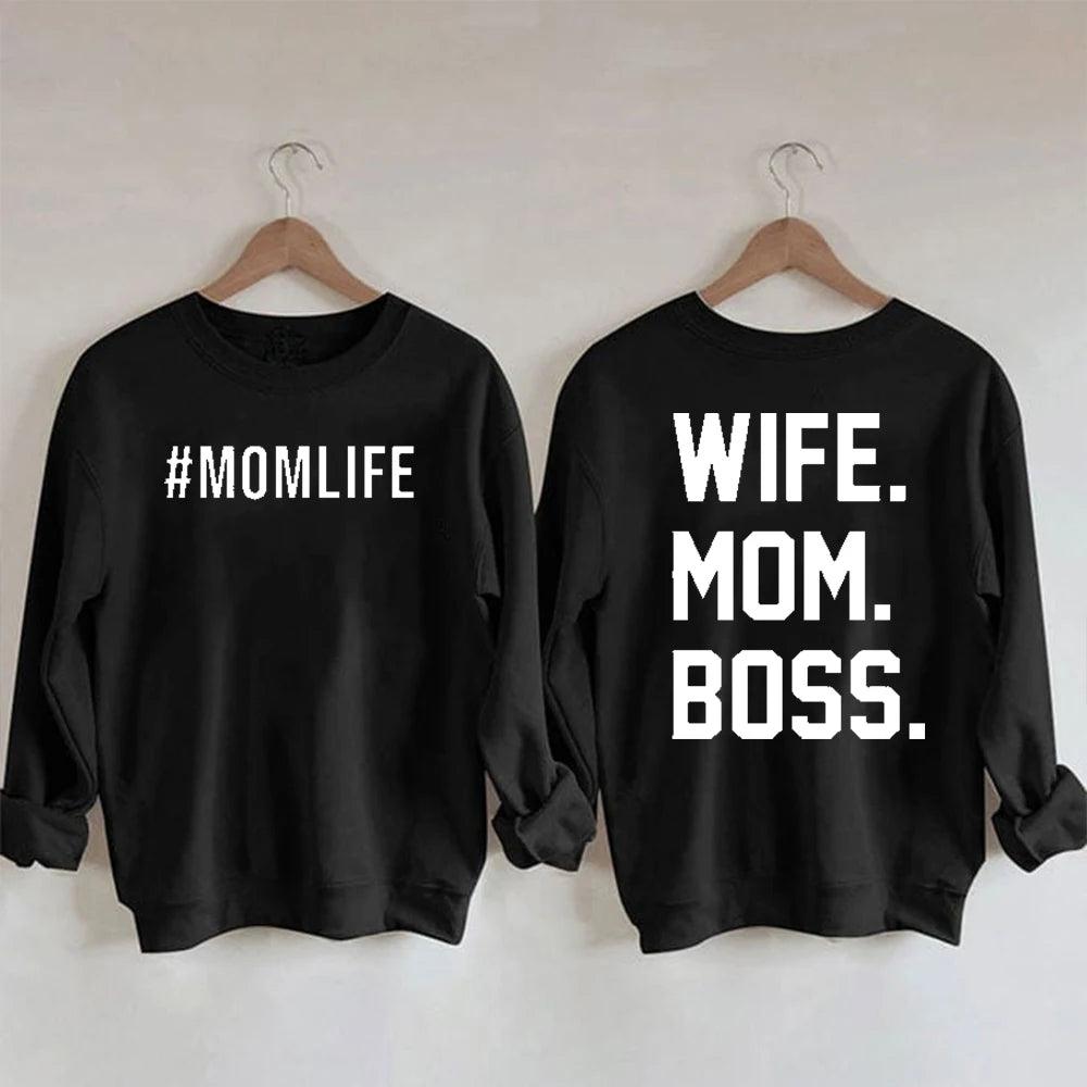 wife mom boss crew sweatshirt - basil boutique