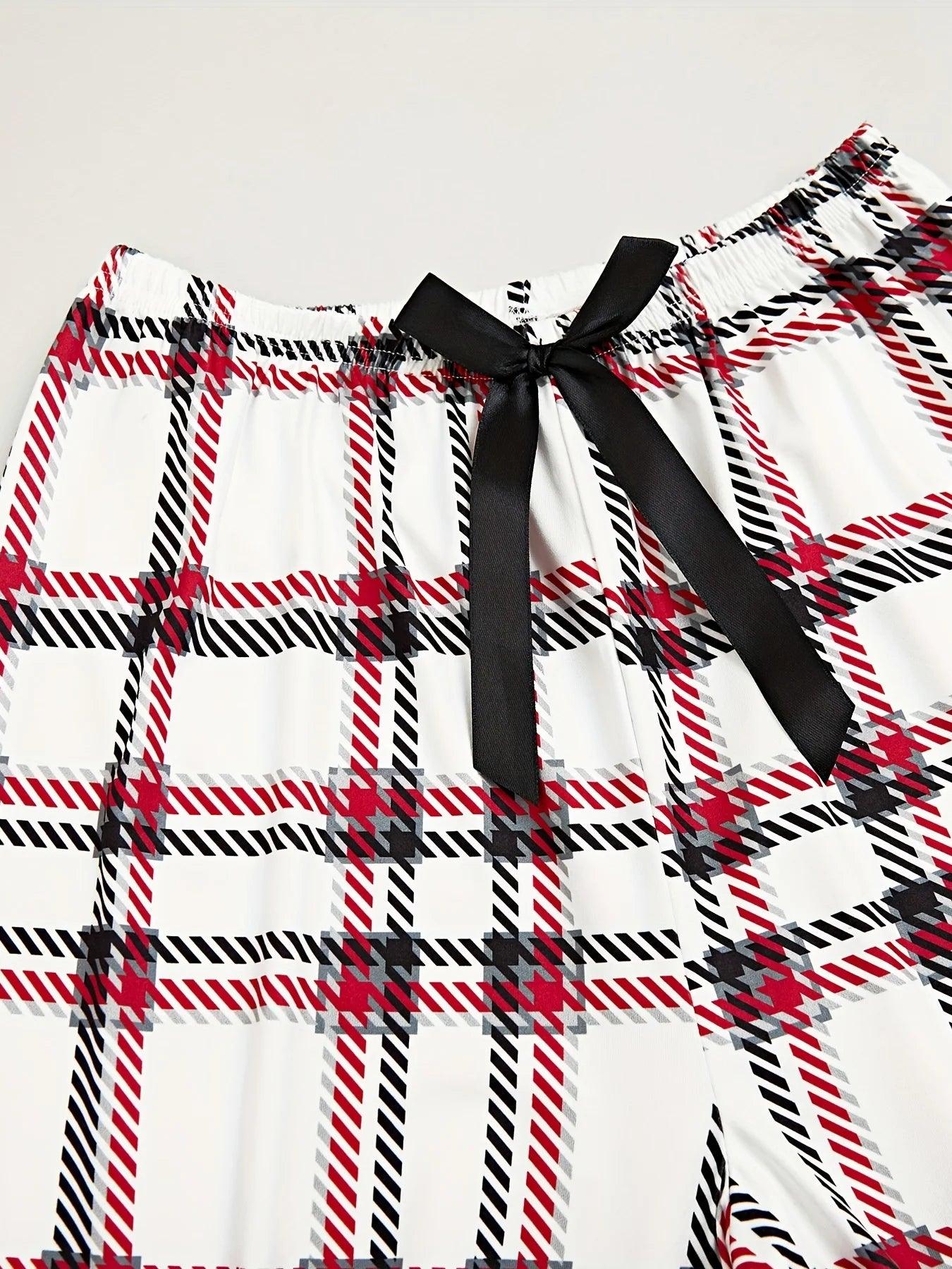 minimalist plaid holiday pajamas - basil boutique