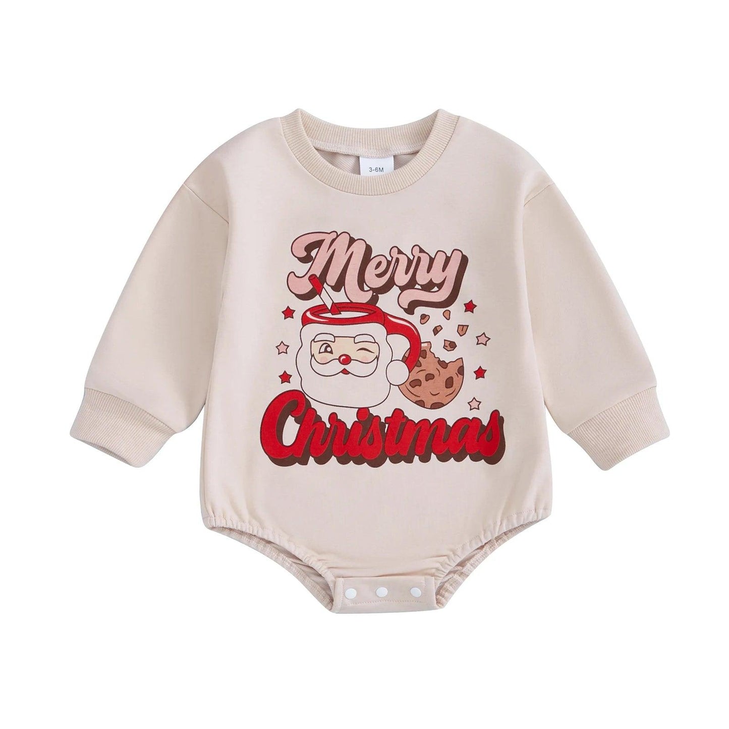 merry christmas retro onesie - basil boutique