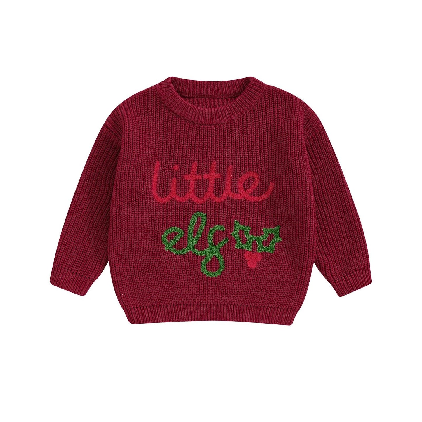 little elf knit kids crew sweater - basil boutique