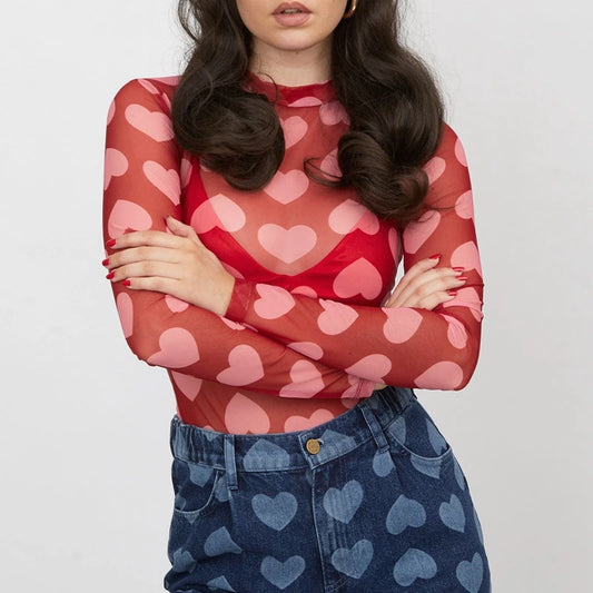 sheer mesh heart top