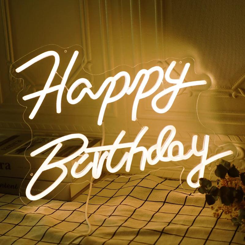 happy birthday neon sign - basil boutique