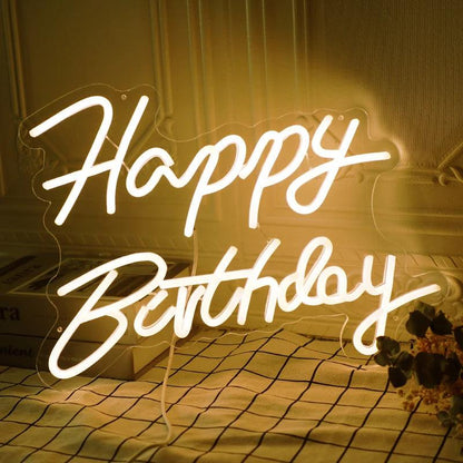 happy birthday neon sign - basil boutique