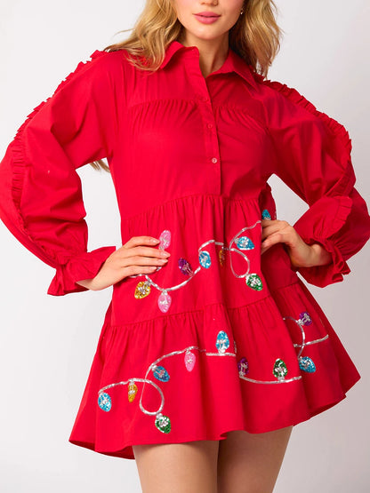 christmas lights sequin dress