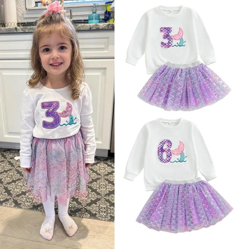 mermaid birthday kids outfit - basil boutique