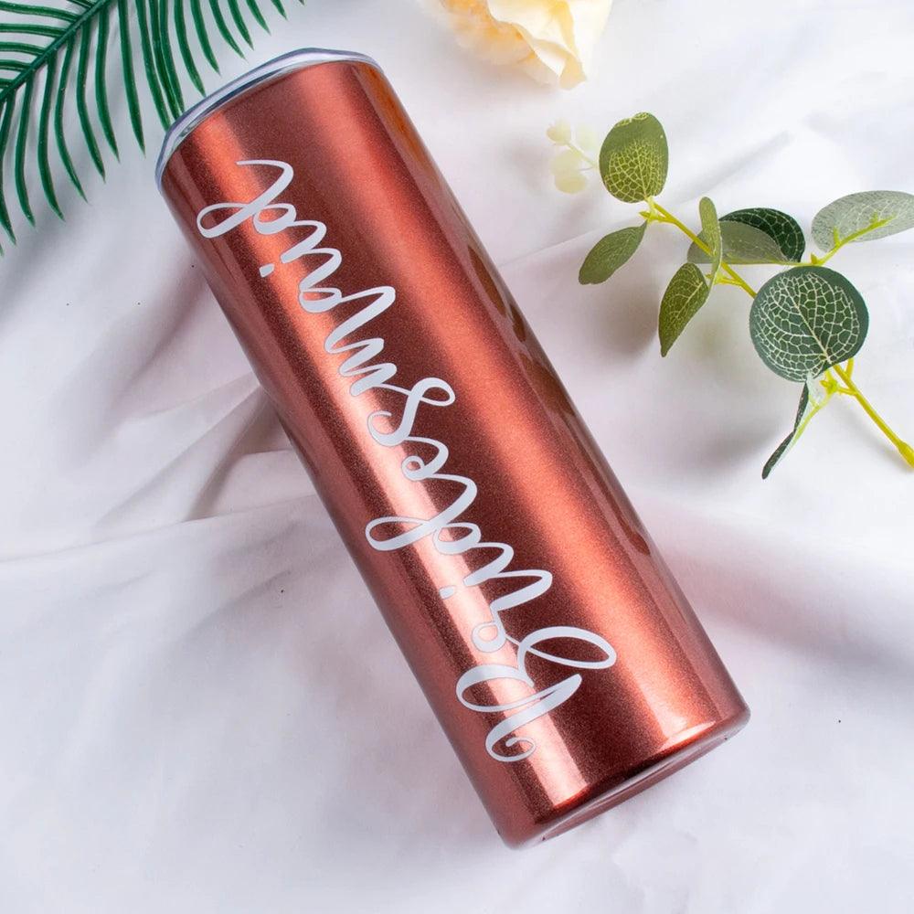 White Rose Gold Bride Bridesmaid Stainless Steel Wine Tumblers Wedding Gifts Bachelorette Party Supplies reusable water cup