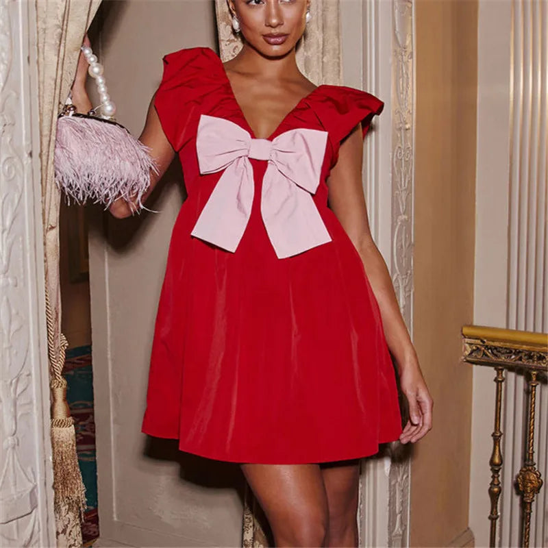 big bow mini dress