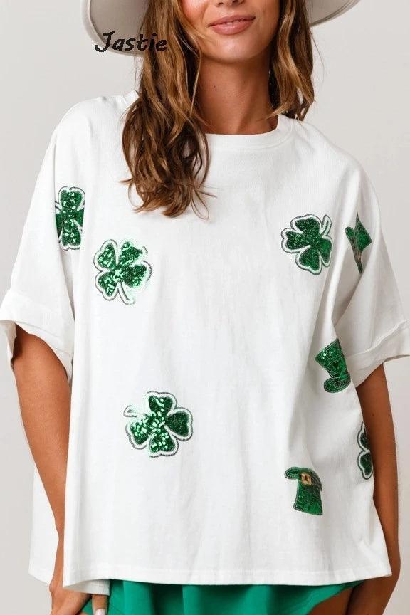 st. patty's day sequin t-shirts - basil boutique