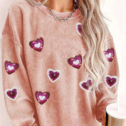 resounding hearts sequin crew sweater